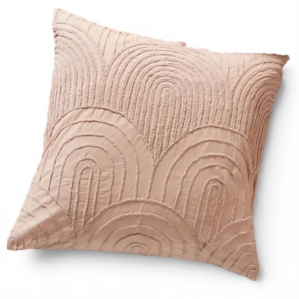 Anthropologie Blush Pink Chenille Jeannine Euro Shams x2 Boho Textured Arches